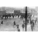 Show 1930s Riot at Ford Plant Men throing stones, police retreating Image